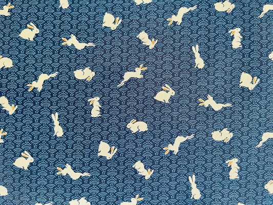 In The Woods-Playful Hare-Green Unbleached Fabric-Loes Van Oosten